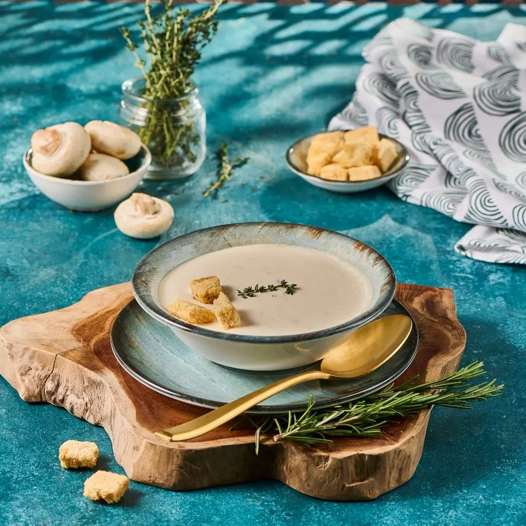 شوربة الكريمة مع الدجاج والفطر